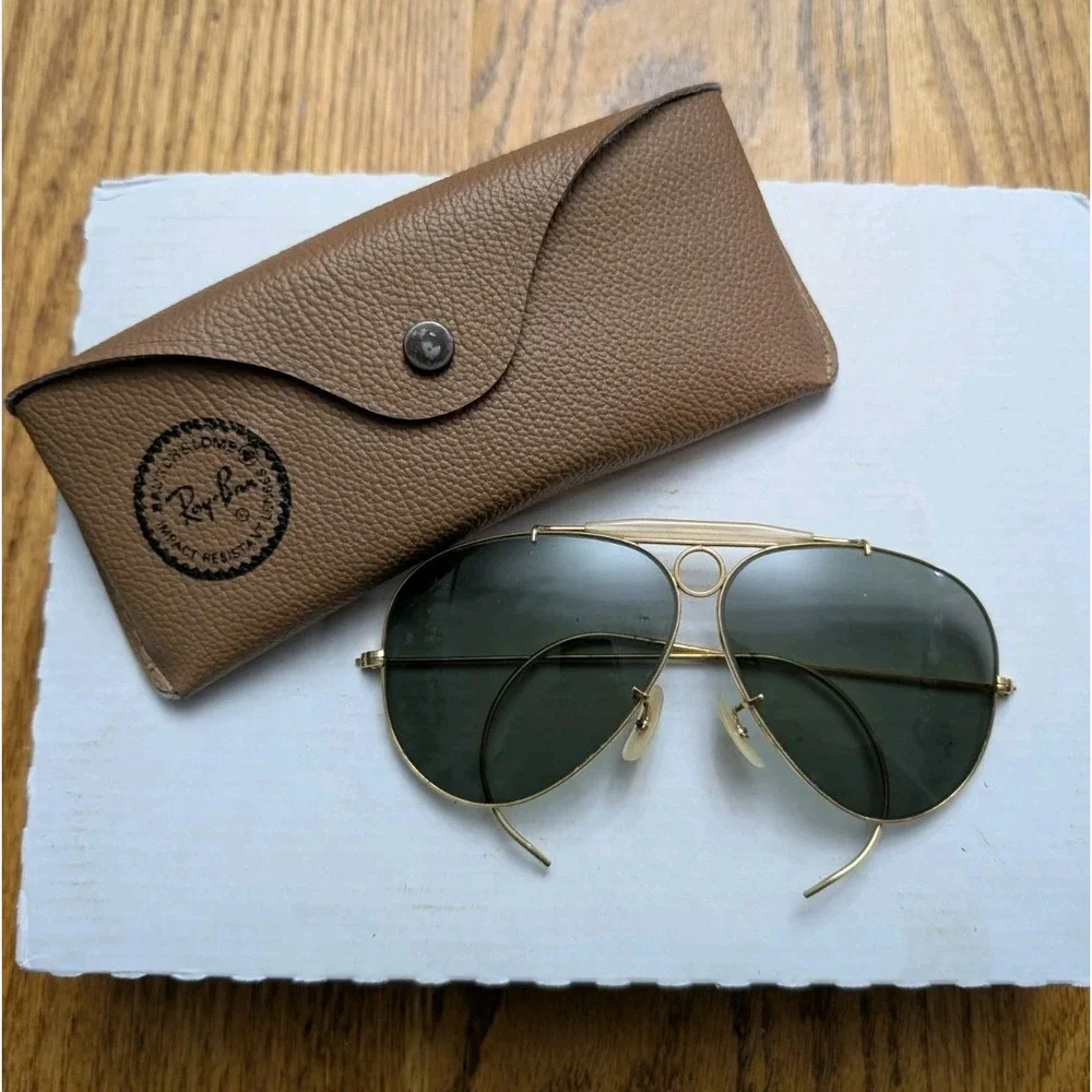 Vintage Ray-Ban B&L Shooter 8mm 6A‎ 9815 G-31 Gold Sunglasses w/ Case & Tags USA